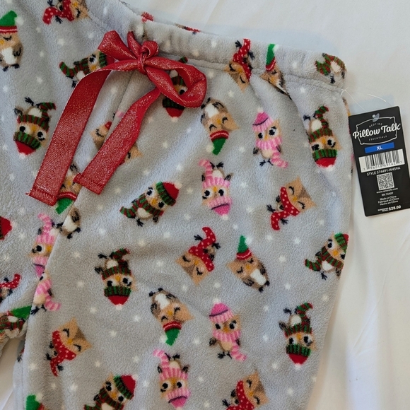 Pillow Talk Lounge Pants Fleece Winter Snow Owl Print Light Grey Multi XL NWT - Picture 4 of 11